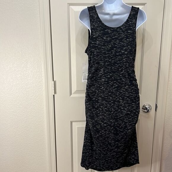 Liz Lang Maternity For Target Medium Black White Ebony Space Dye Midi Dress New - Picture 6 of 8